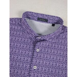 Turtleson Polo Shirt Mens Large Purple Geometric All Over‎ Print Golf w/Logo